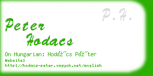 peter hodacs business card